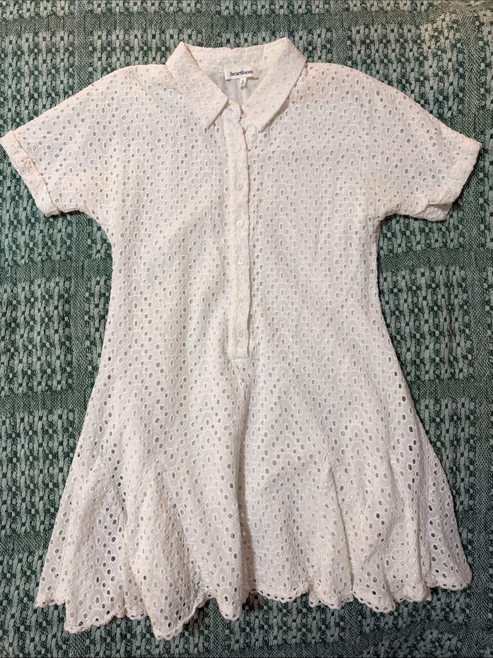 Heartloom White Eyelet Button Up Flowy Mini Dress